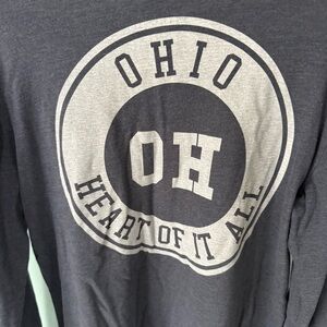 STATE OF MINE Long Sleeve Navy Ohio T SHIRT Medium Cotton Poly Blend Pocket